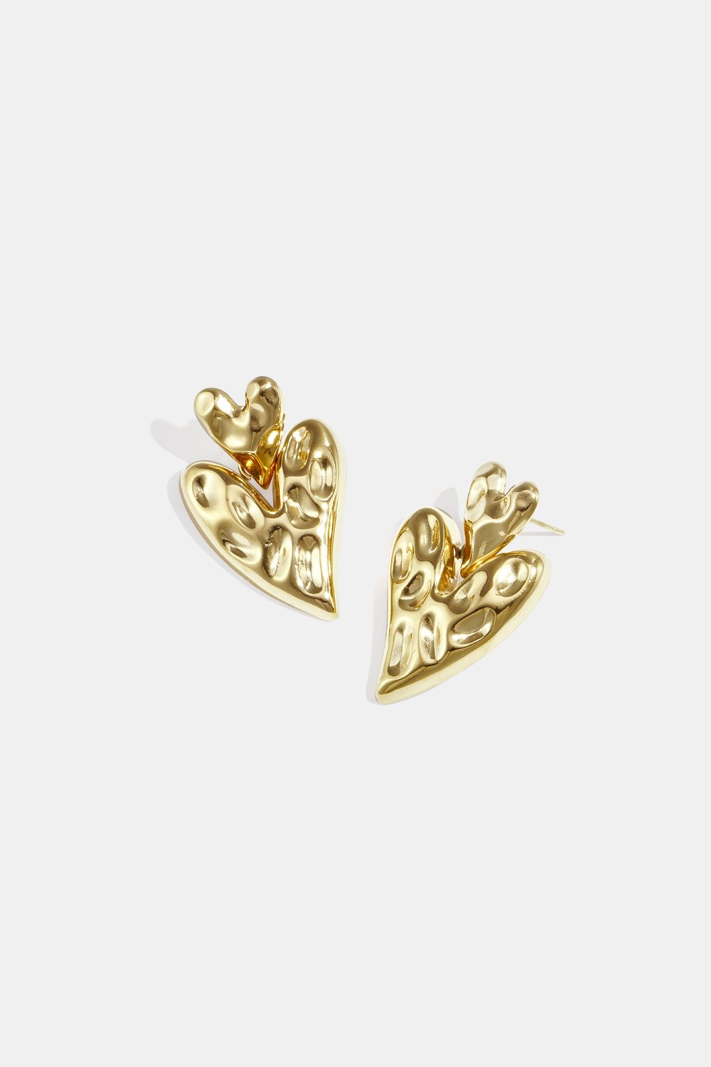 Oorbellen double heart goud