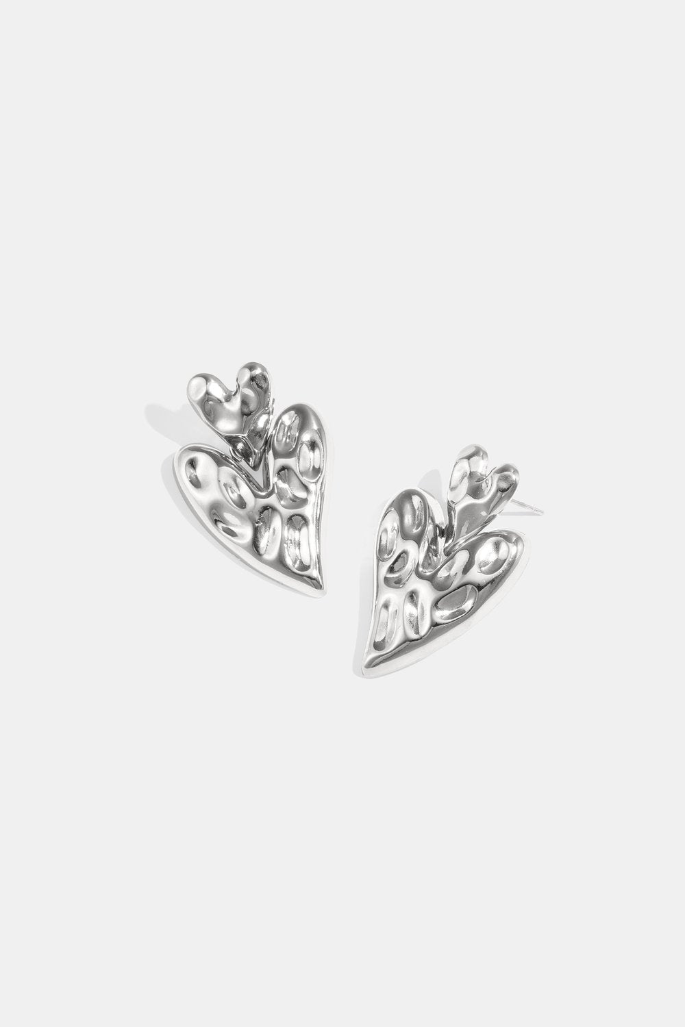 Oorbellen double heart zilver