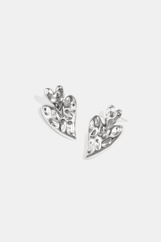 Oorbellen double heart zilver