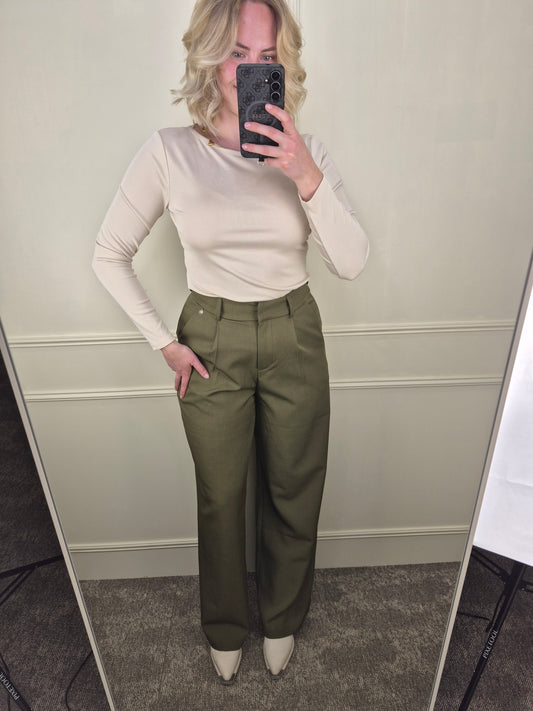 Pantalon bowie wide leg in groen