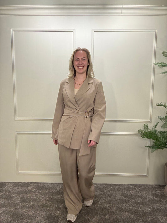 Set met blazer en pantalon beige katoen Label Rozay