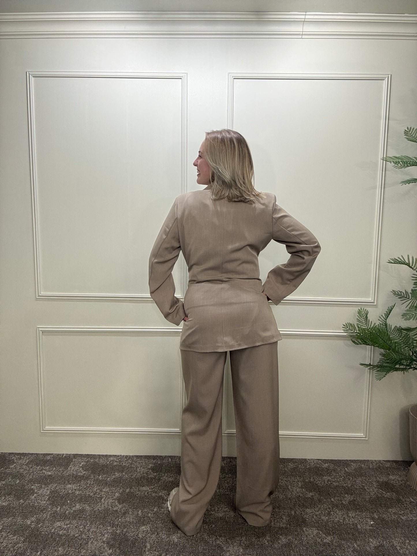 Set met blazer en pantalon beige katoen Label Rozay