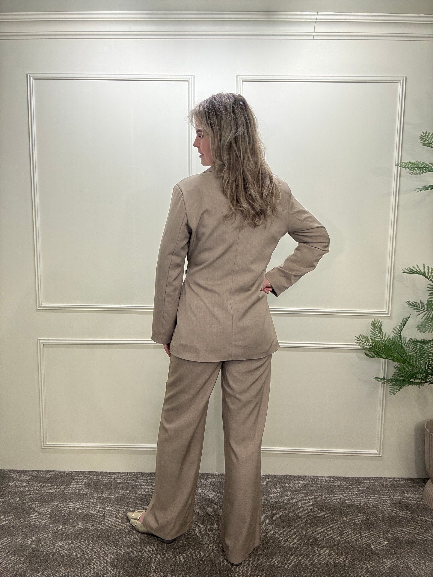 Set met blazer en pantalon beige katoen Label Rozay