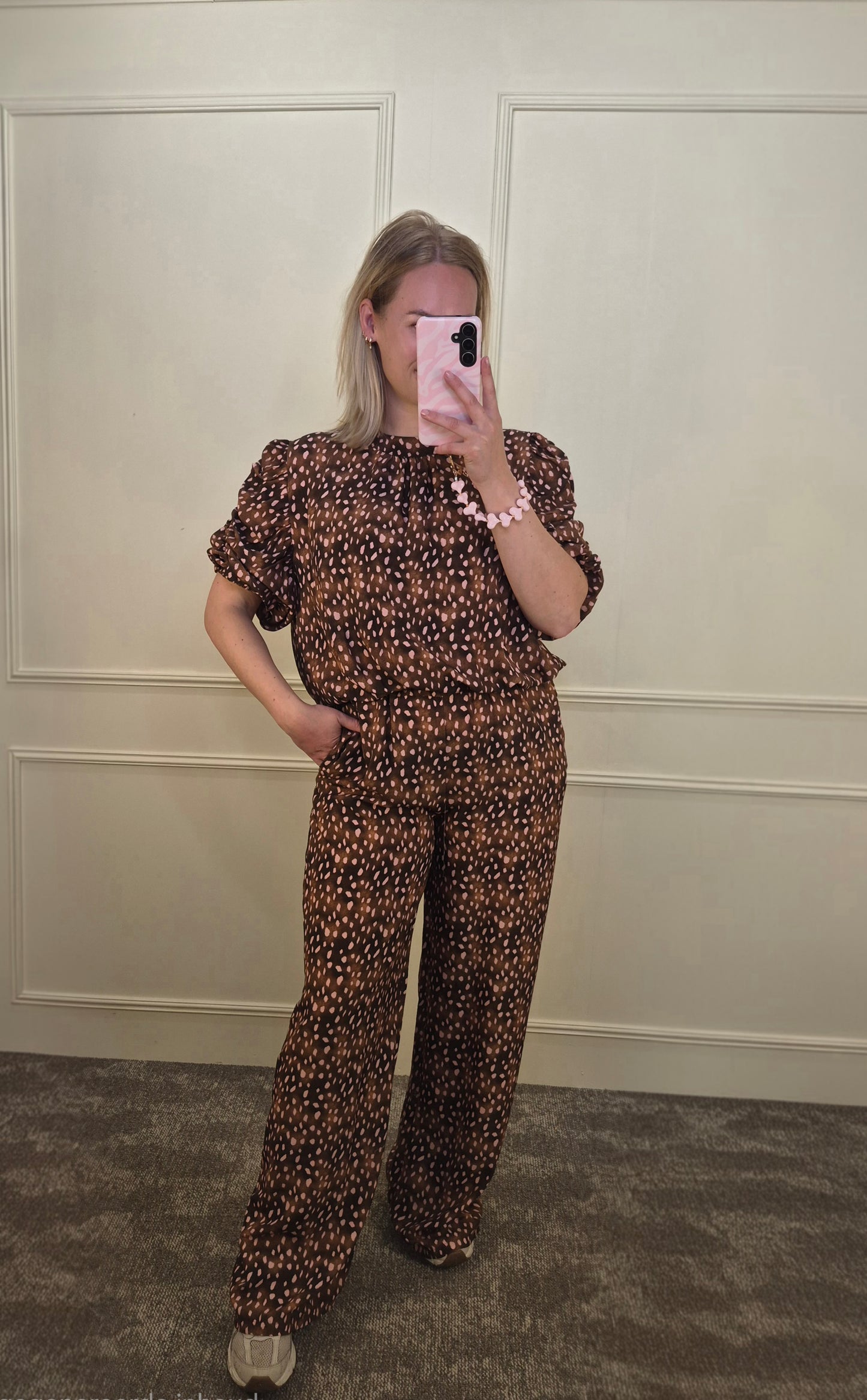 Pantalon met print bruin