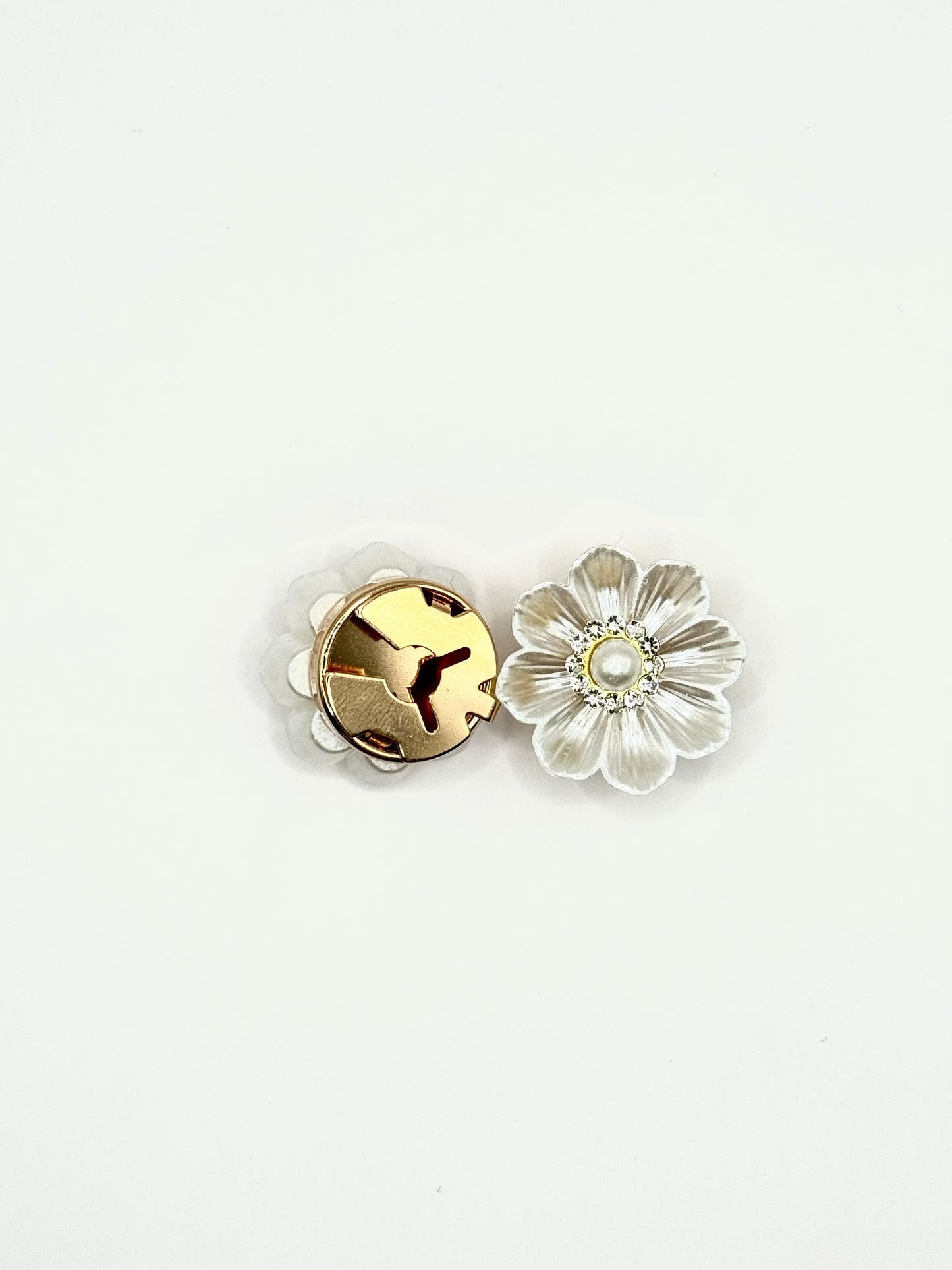 button cover bloem wit met strass