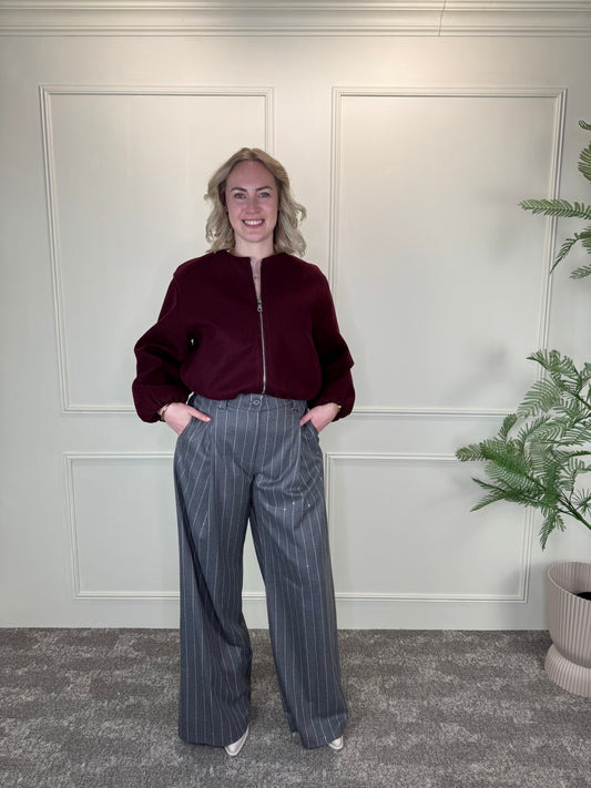 one-size stijlvol pofjasje in bordeaux met zilverkleurige rits polyester Label Rozay