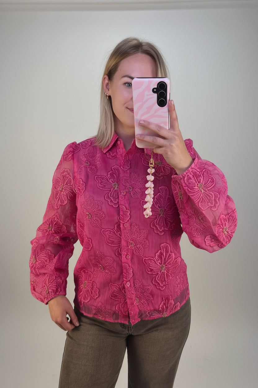 Blouse bloemen met goud detail