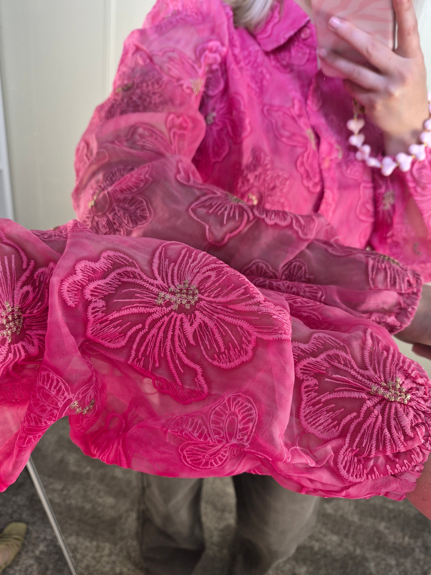 Blouse bloemen met goud detail